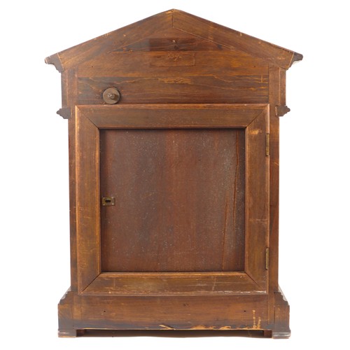 383 - A late 19th/early 20th century mahogany cased architectural mantle clock, the brushed steel chapter ... 