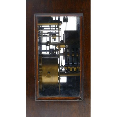 388 - A 20th century mahogany cased mantle clock, the glass door opening to reveal brass dial, the brushed... 