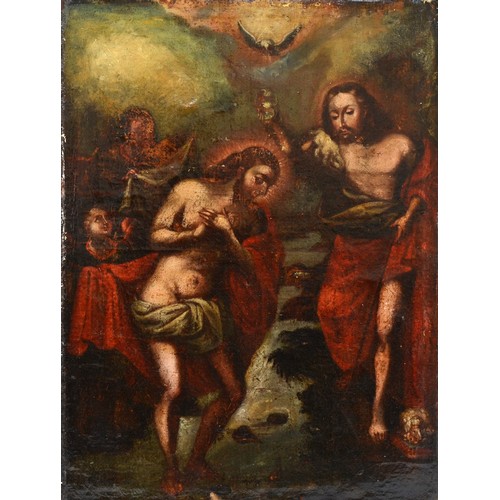 406 - After Caravaggio (1571-1610, Italian), Baptism of Christ, oil on canvas, unframed, 61 x 46cm.