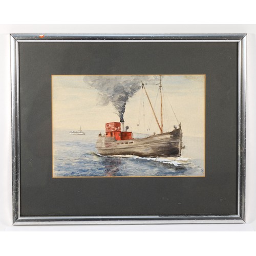 407 - M.B. Thomas (20th century) Chorad, steam boat on calm water, watercolour on paper, signed and framed... 