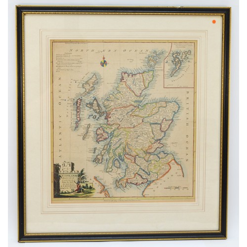 408 - Thomas Kitchin (1718-1784, English) Scotland divided into counties, coloured map of Scotland produce... 