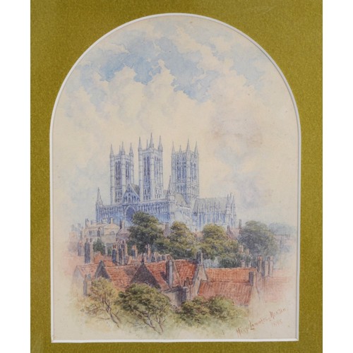 412 - Mary Lowndes Norton (19th century, British) Lincoln Cathedral, watercolour on paper, signed, dated 1... 