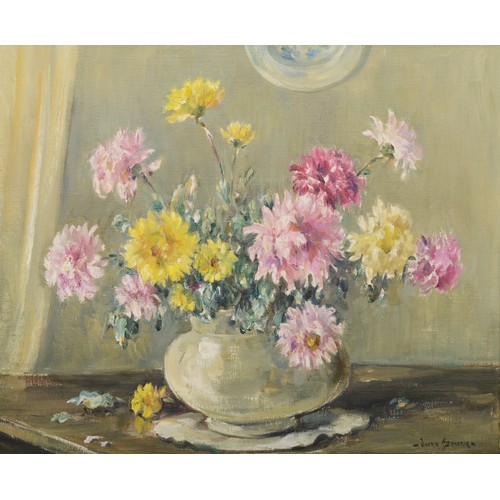 416 - Owen Bowen (1873-1967, British), still life of flowers in a vase, oil on canvas, signed low right, f... 