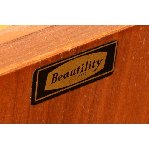 431 - Beautility, a mid 20th century teak sideboard/drinks cabinet with single cupboard door, fall front d... 