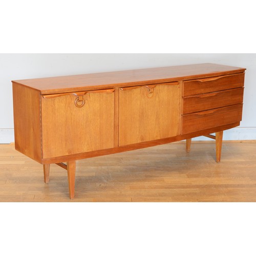 431 - Beautility, a mid 20th century teak sideboard/drinks cabinet with single cupboard door, fall front d... 