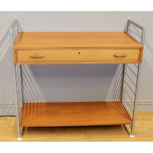 435 - Staples Ladderax, a mid 20th century teak and grey single drawer modular unit, 94cm wide 90cm high a... 