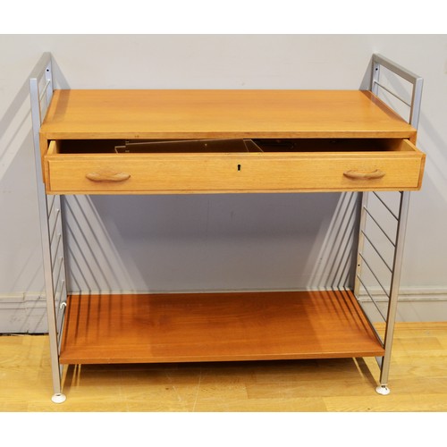 435 - Staples Ladderax, a mid 20th century teak and grey single drawer modular unit, 94cm wide 90cm high a... 