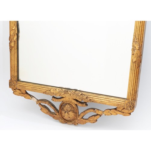 453 - A 19th century Robert Adam gilt framed hanging wall mirror, the cornice with swag and urn decoration... 