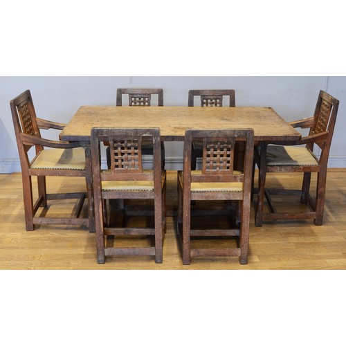 469 - Peter 'Rabitman' Heap of Wetwang, a 20th century carved oak refectory dining table raised on octagon... 