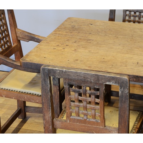 469 - Peter 'Rabitman' Heap of Wetwang, a 20th century carved oak refectory dining table raised on octagon... 