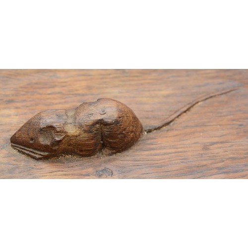 479 - Robert 'Mouseman' Thompson, a 20th century adzed and carved oak shallow fruit bowl, with carved mous... 