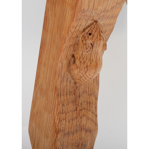 480 - Robert 'Mouseman' Thompson of Kilburn, a pair of adzed oak double light semi - circular wall bracket... 