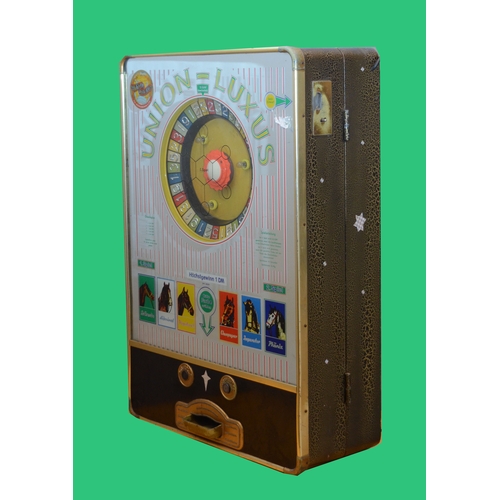 503 - A Union Luxus, by Th. Bergmann & Co. roulette wheel wall mounted slot machine, c.1950/70, 73 x 49 x ... 