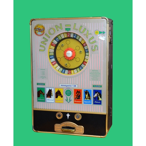 503 - A Union Luxus, by Th. Bergmann & Co. roulette wheel wall mounted slot machine, c.1950/70, 73 x 49 x ... 