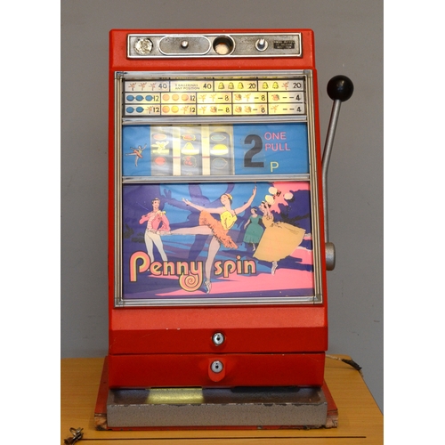 506 - A Jubilee Penny Spin by Nutt & Muddle, Australia, a mechanical three reel slot machine, c.1960's, pl... 