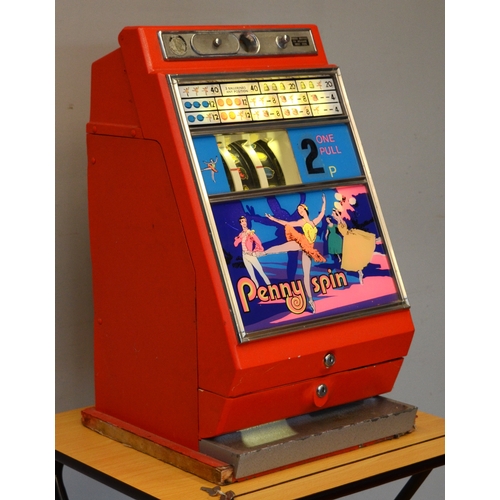 506 - A Jubilee Penny Spin by Nutt & Muddle, Australia, a mechanical three reel slot machine, c.1960's, pl... 