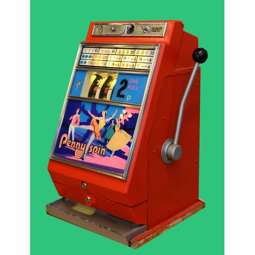 506 - A Jubilee Penny Spin by Nutt & Muddle, Australia, a mechanical three reel slot machine, c.1960's, pl... 