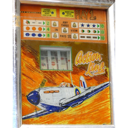 509 - Bell Fruit Action Line Spitfire, a mechanical three reel slot machine, c.1970's, Watling type mechan... 