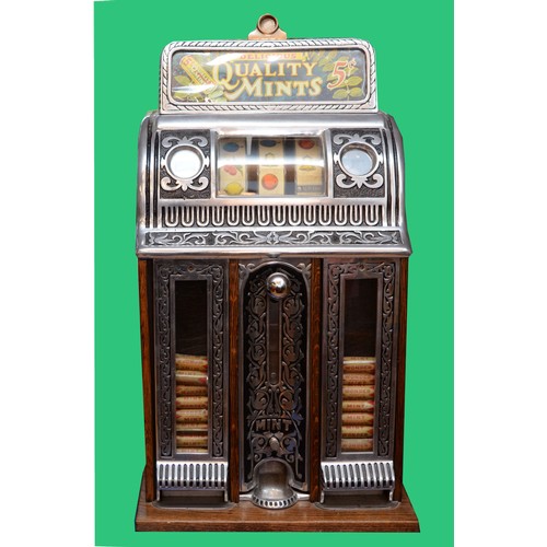 513 - Caille Victory Centre Pull mint vendor slot machine, one arm bandit, c.1923. Restored and working on... 