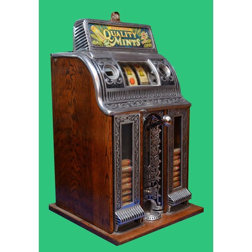 513 - Caille Victory Centre Pull mint vendor slot machine, one arm bandit, c.1923. Restored and working on... 