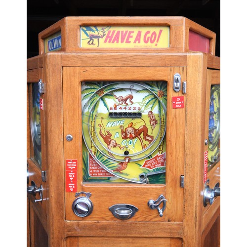 515 - A hexagonal Allwin arcade machine, by O. Whales, Fun City Redcar, c.1955, containing five machines, ... 