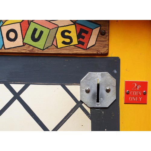 524 - Noddy's House, c.1960/70, a painted wooden house with stereo viewer, 117 x 46 x 193cm, plays 2p
Prov... 