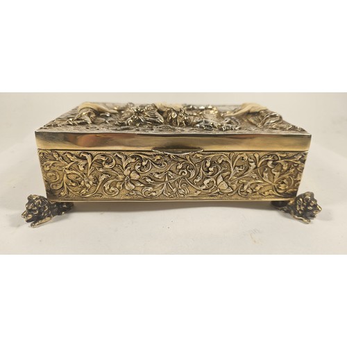 59 - A German 800 standard silver gilt and ivory mounted casket, by Ludwig Neresheimer, Hanua, c.1900, th... 