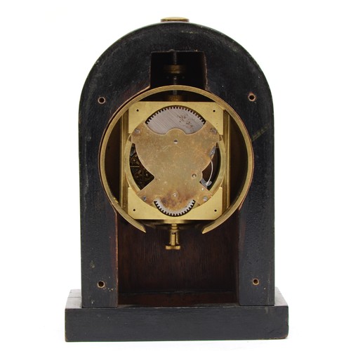 325 - An early 20th century chinoiserie cased dome topped mantle clock, raised on rectangular plinth base ... 