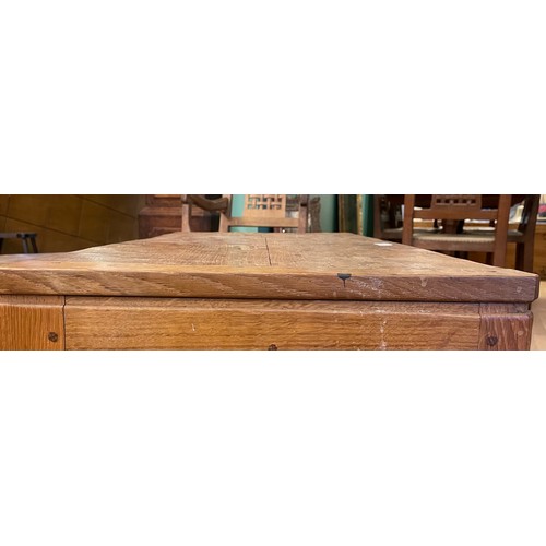 468 - Peter 'Rabbitman' Heap of Wetwang, a 20th century carved oak panelled coffer/blanket chest, with hin... 