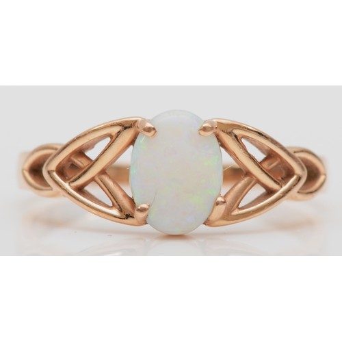 420 - A 9ct rose gold opal single stone ring, Q, 2.2gm