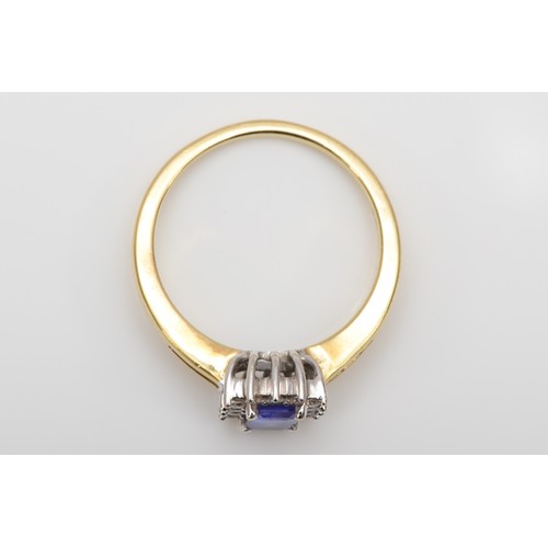 438 - A 9ct gold, tanzanite and brilliant cut diamond cluster ring, N, 3.2gm