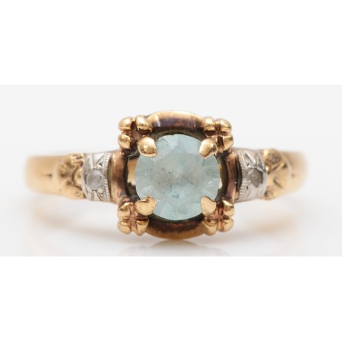 458 - A vintage 9ct gold zircon and white stone ring, K, 2.6gm