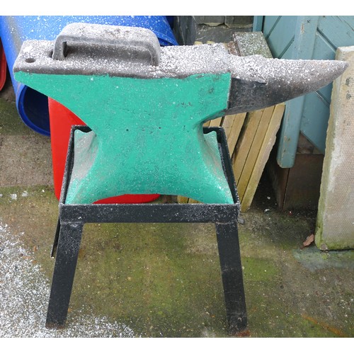 A substantial anvil on steel stand, anvil size 70x31cm.