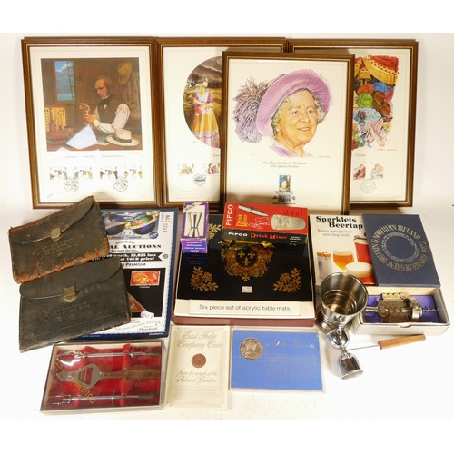 A group of collectibles to include framed first day issued stamps, a