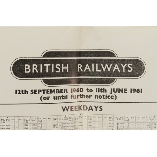 27 - 2 British Railways timetables/posters to include, London (Victoria)- Brighton- Eastbourne- Hastings ... 