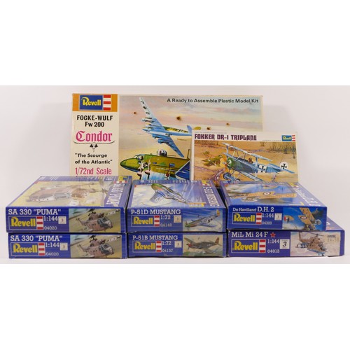 68 - Revell, Two vintage plastic 1:72 kits of aviation models, Focke-Wulf Fw 200 Condor H-204, Fokker DR-... 