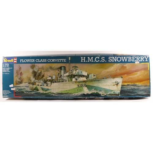 70 - Revell, a vintage plastic 1:72 kit model of H.M.C.S. Snowberry, Flower class corvette, 05061.