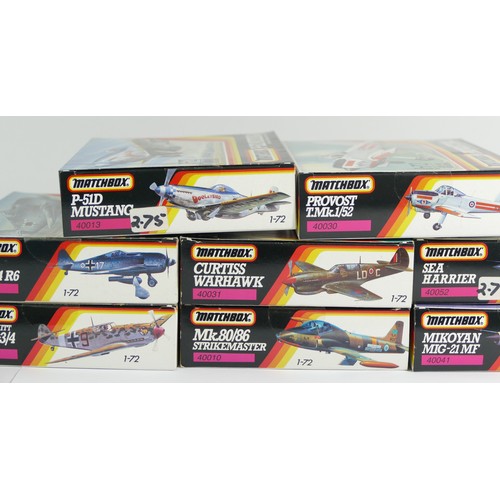 77 - Matchbox, eight plastic 1:72 kits of aviation models, 40041, 40052, 40010, 40031, 40030, 40017, 4005... 