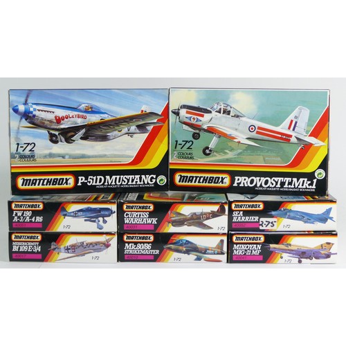 77 - Matchbox, eight plastic 1:72 kits of aviation models, 40041, 40052, 40010, 40031, 40030, 40017, 4005... 