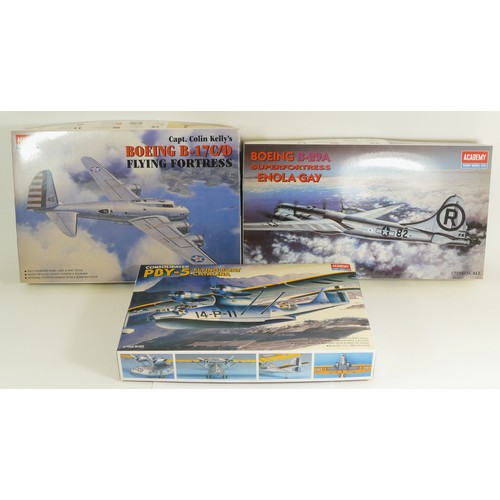 81 - Academy, three plastic 1:72 kits of aviation models, Capt. Colin Kelly's Boeing B17 C/D Flying Fortr... 