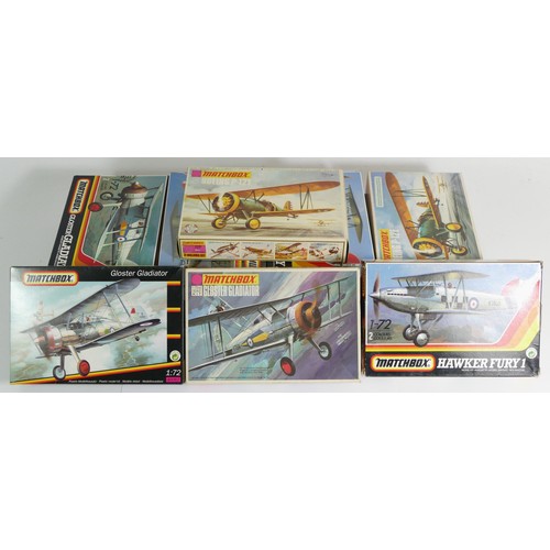 86 - Matchbox, twelve vintage plastic 1:72 kits of aviation models, 40062, two 40008, PK-8, two PK-1, two... 