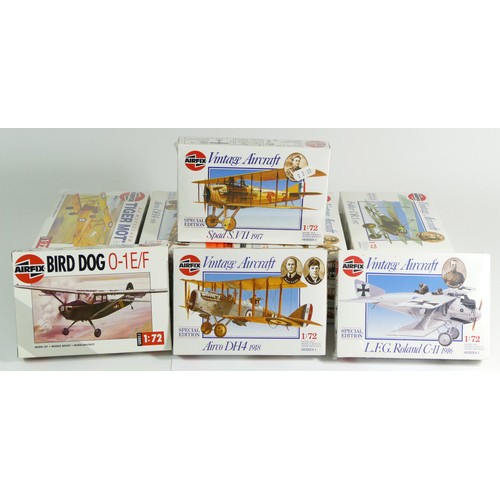 96 - Airfix, sixteen vintage plastic 1:72 kits of aviation models, 01058, 01015, 61050-0, three 01079, 01... 