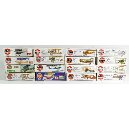 96 - Airfix, sixteen vintage plastic 1:72 kits of aviation models, 01058, 01015, 61050-0, three 01079, 01... 