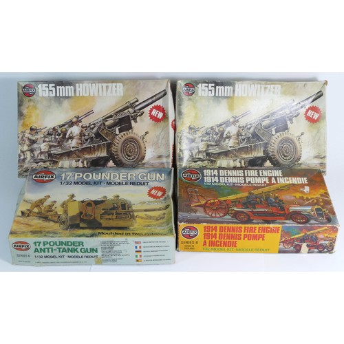 98 - Airfix, two vintage 1975 plastic and metal 1:35 military 155mm Howitzer model kits, 07362-6, togethe... 