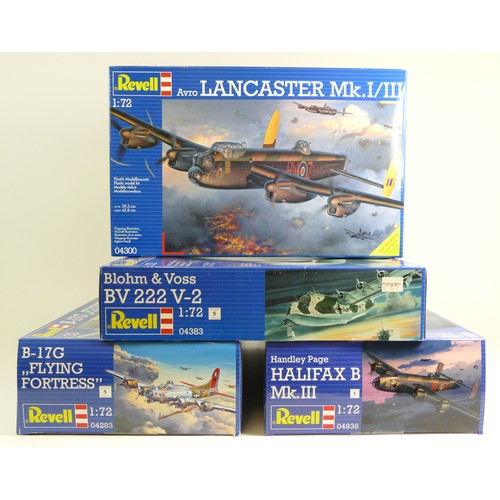 111 - Airfix, four plastic 1:72 kits of aviation models, Lancaster Mk I/III, 04300, B-17G Flying Fortress,... 