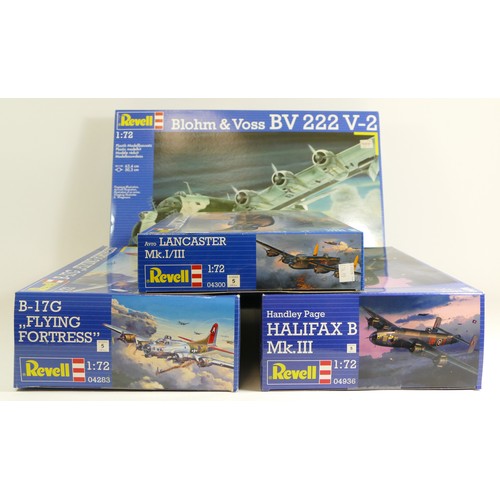 111 - Airfix, four plastic 1:72 kits of aviation models, Lancaster Mk I/III, 04300, B-17G Flying Fortress,... 