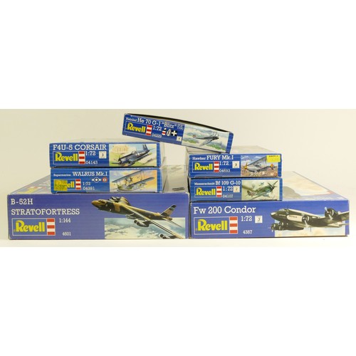 116 - Revell, six plastic 1:72 kits of aviation models, 4387, 04391, 04693, 04107, 04143, 04229, and a 1:1... 