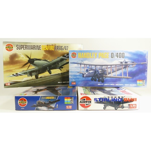 130 - Airfix, a plastic 1:72 Short Stirling BI/III model kit, 07002, a 1:72 Handley page 0/400, 06007, a 1... 