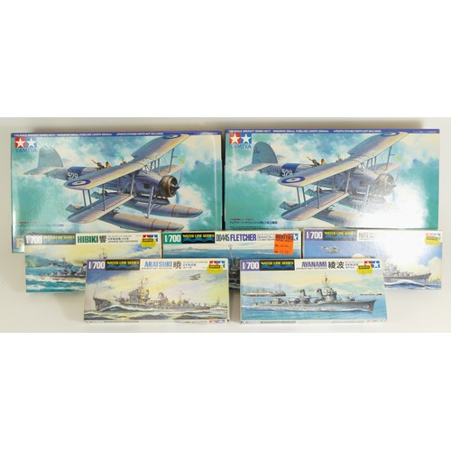 134 - Tamiya, two plastic 1:48 Firey Swordfish Mk.I Floatplane model kit, series No.71, 61071*4500, togeth... 