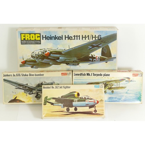 138 - Frog, a plastic 1:72 Heinkel He.111 H-1/H-6 kit model, F201, a 1:72 Junkers Ju 87G Stuka Dive Bomber... 